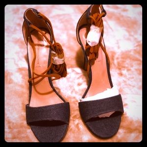 BCBG Maxazria Denim Stiletto Tie Up High Heels